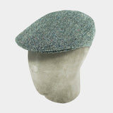 Black & Grey Herringbone Wool Flat Cap