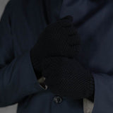 Black Moss Stitch 100% Cashmere Gloves - Hilditch & Key