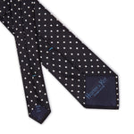 Black Printed Silk Tie with White Medium Spots - Hilditch & Key