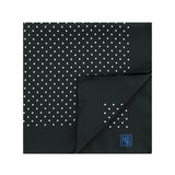 Black Silk Handkerchief with White Medium Spots - Hilditch & Key