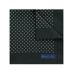 Black Silk Handkerchief with White Medium Spots - Hilditch & Key