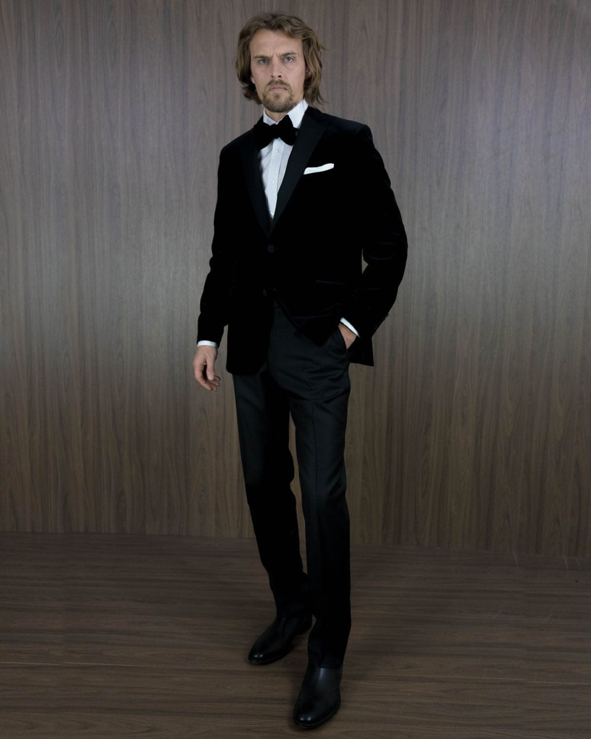 Black Silk Velvet Bow Tie - Hilditch & Key
