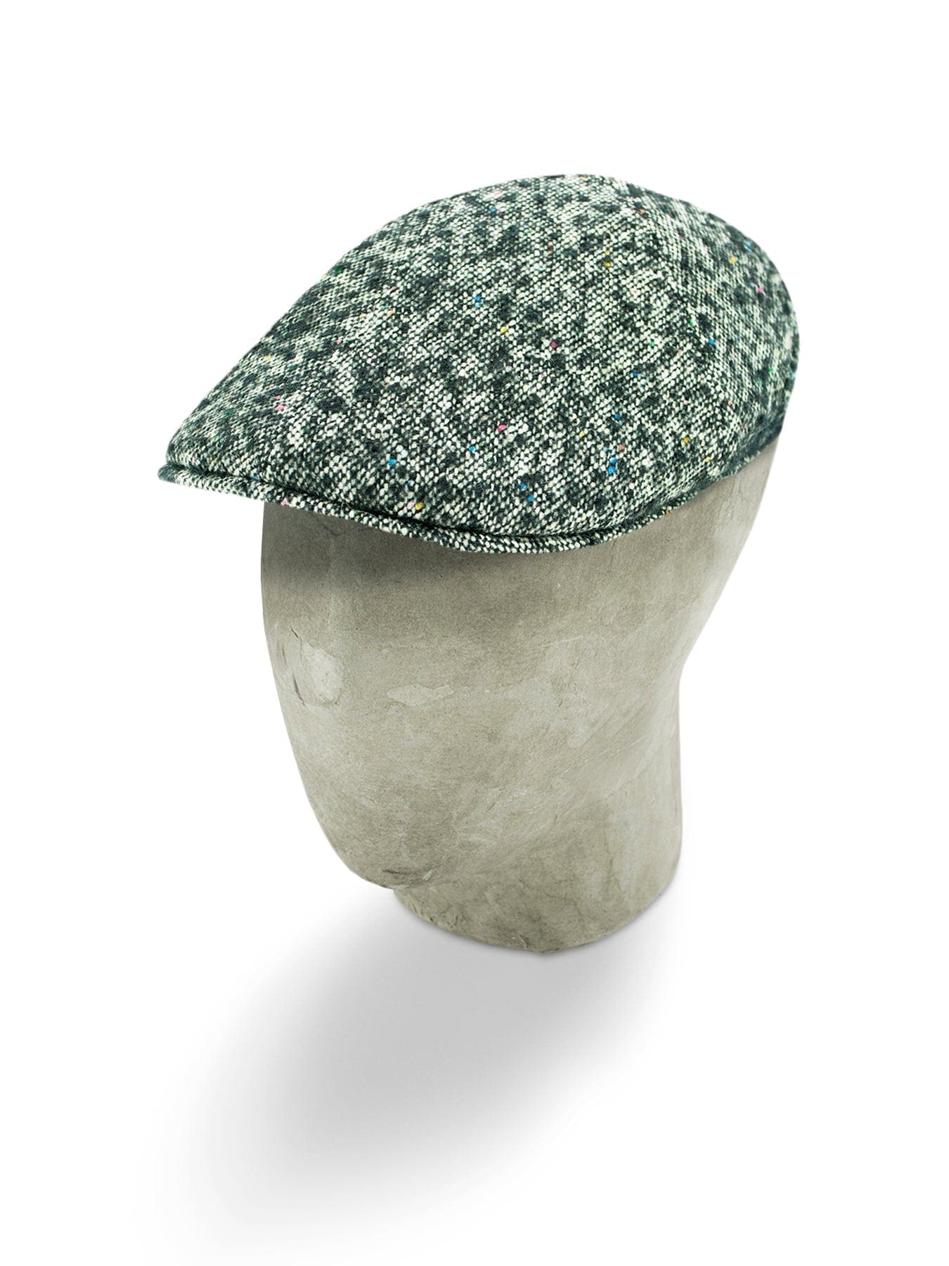 Black & White Barleycorn Twill Wool Roma Cap