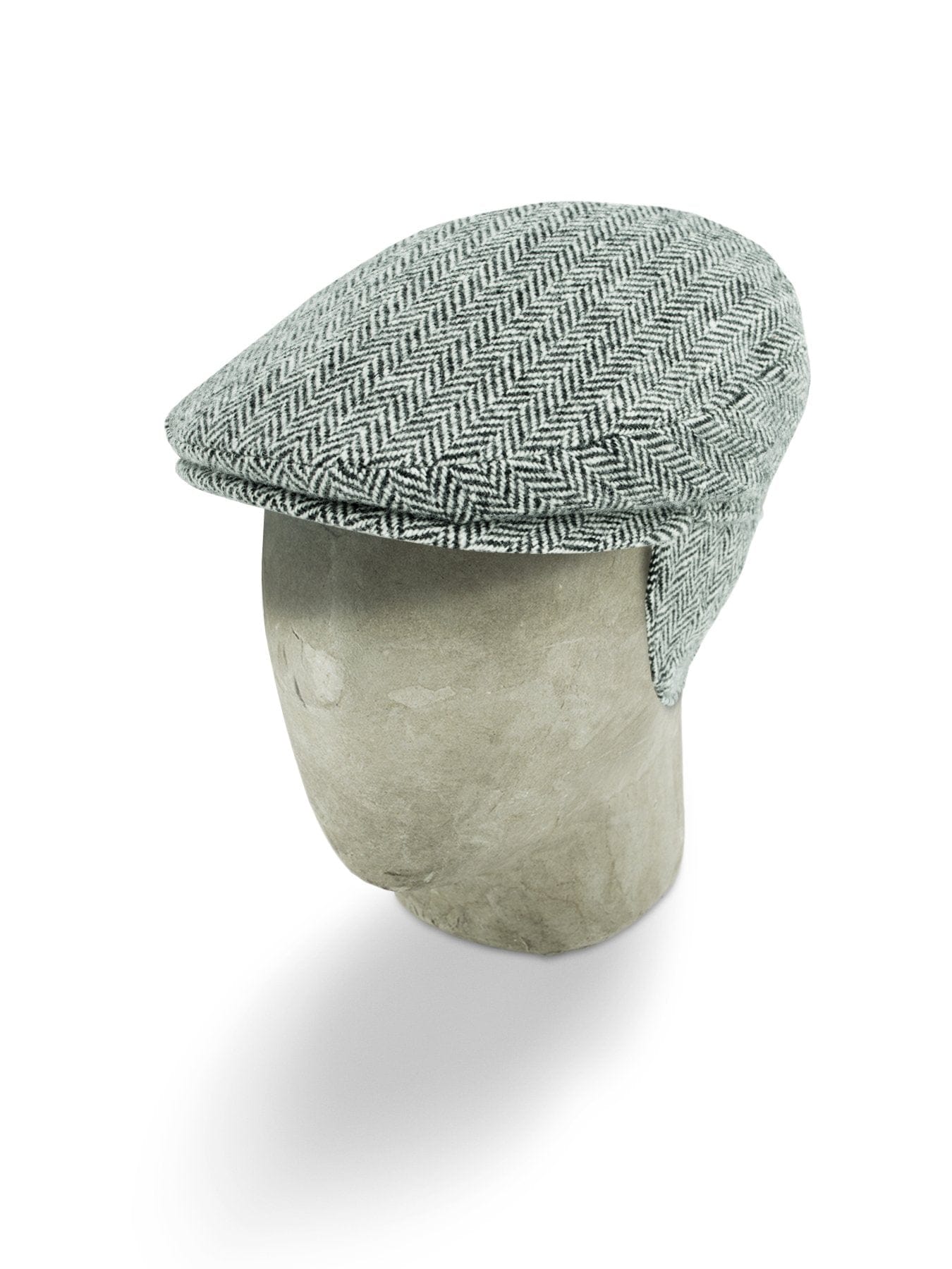 Black & White Herringbone Wool Harlem Cap