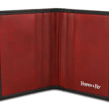Black with Red Calf Leather Billfold Card Holder