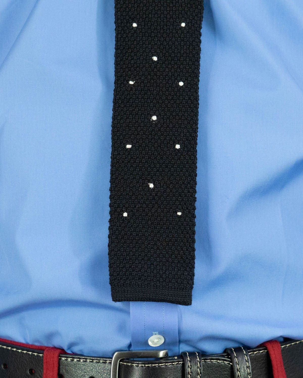Black Wool Tie with White Spots