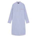 Blue Fine Bengal Cotton Nightshirt With Red Piping