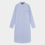 Blue Gingham Check Cotton Nightshirt With Red Piping