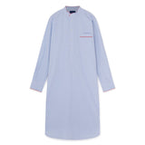 Blue Gingham Check Cotton Nightshirt With Red Piping