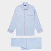 Blue Gingham Check Cotton Pyjamas With Red Piping