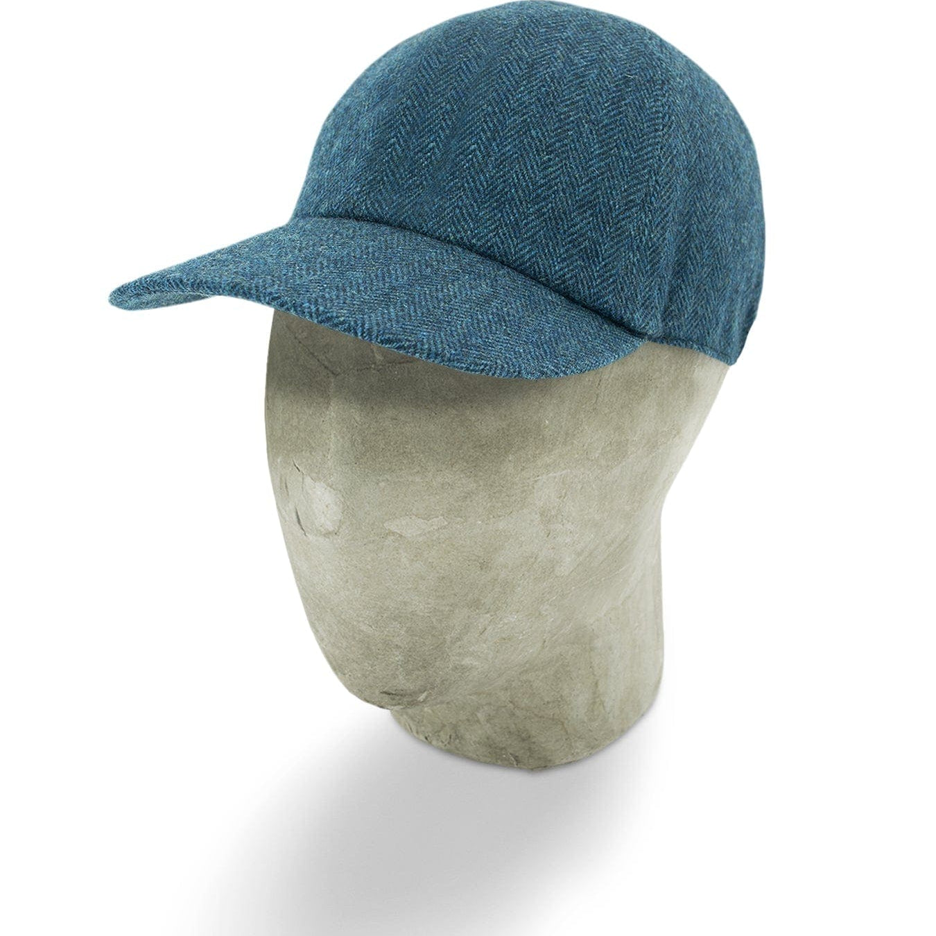 Blue Green Herringbone Wool Baseball Cap