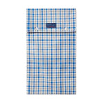 Blue, Grey & White Checked Brushed Cotton Pyjamas with Navy Piping