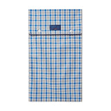 Blue, Grey & White Checked Brushed Cotton Pyjamas with Navy Piping