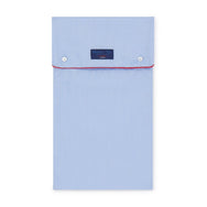 Blue Herringbone Cotton Pyjamas With Red Piping