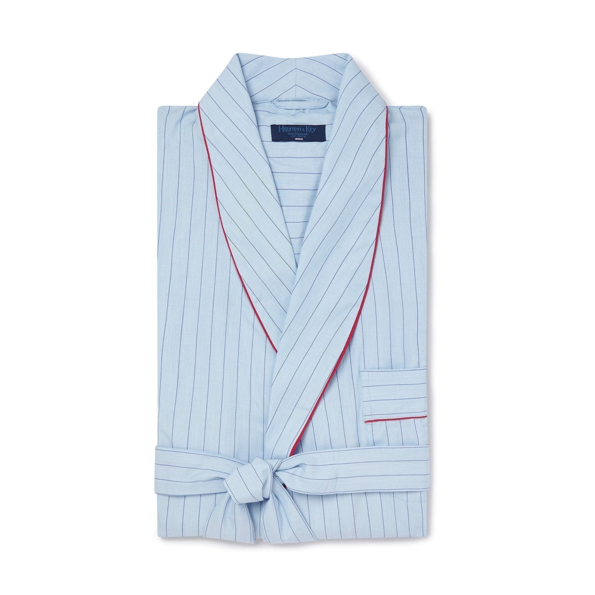 Blue & Navy Striped Poplin Cotton Gown - Hilditch & Key