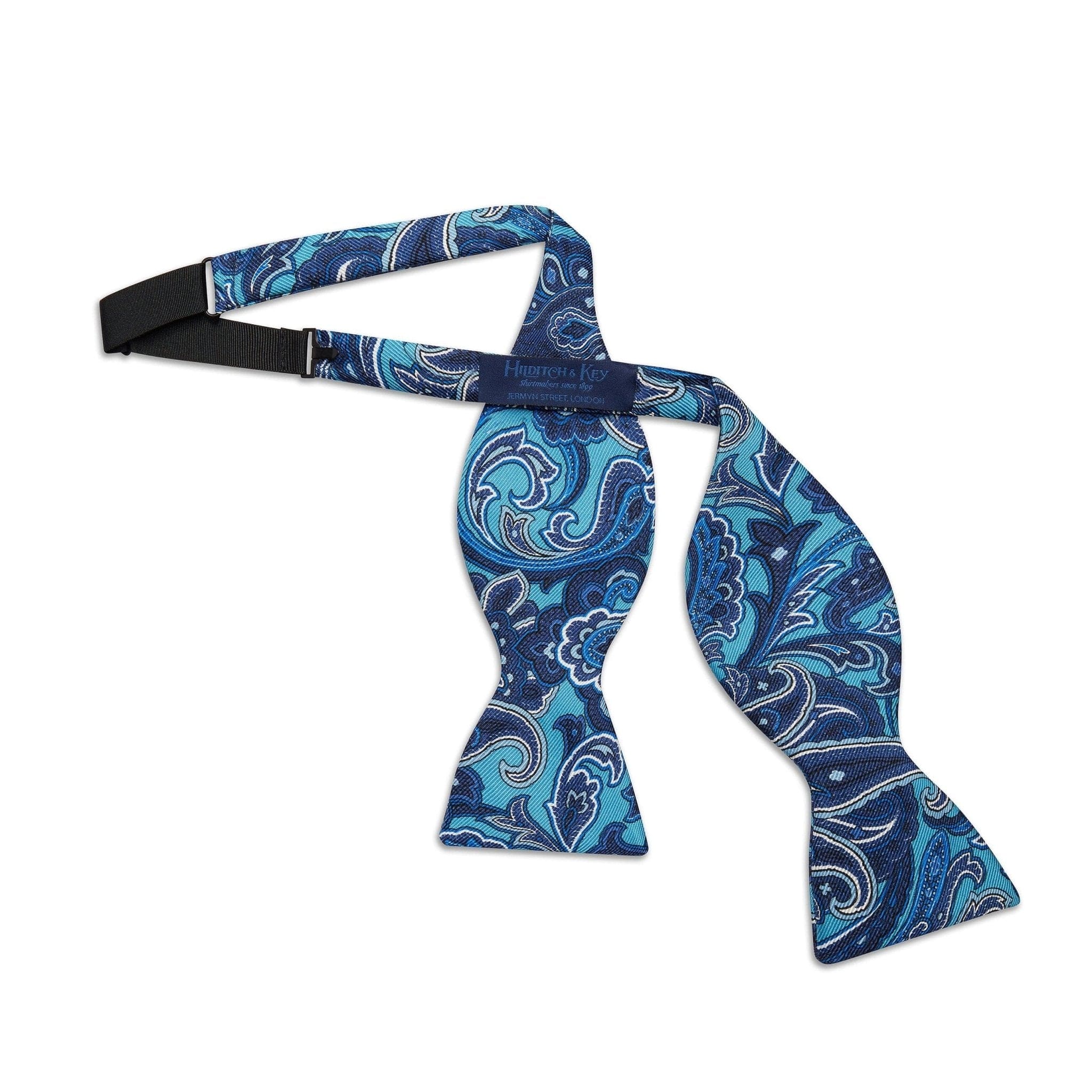 Blue Paisley Silk Handmade Bow Tie