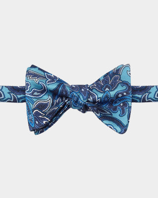 Blue Paisley Silk Handmade Bow Tie