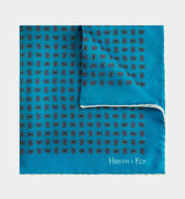 Blue Silk Handkerchief With Small Paisley Bean