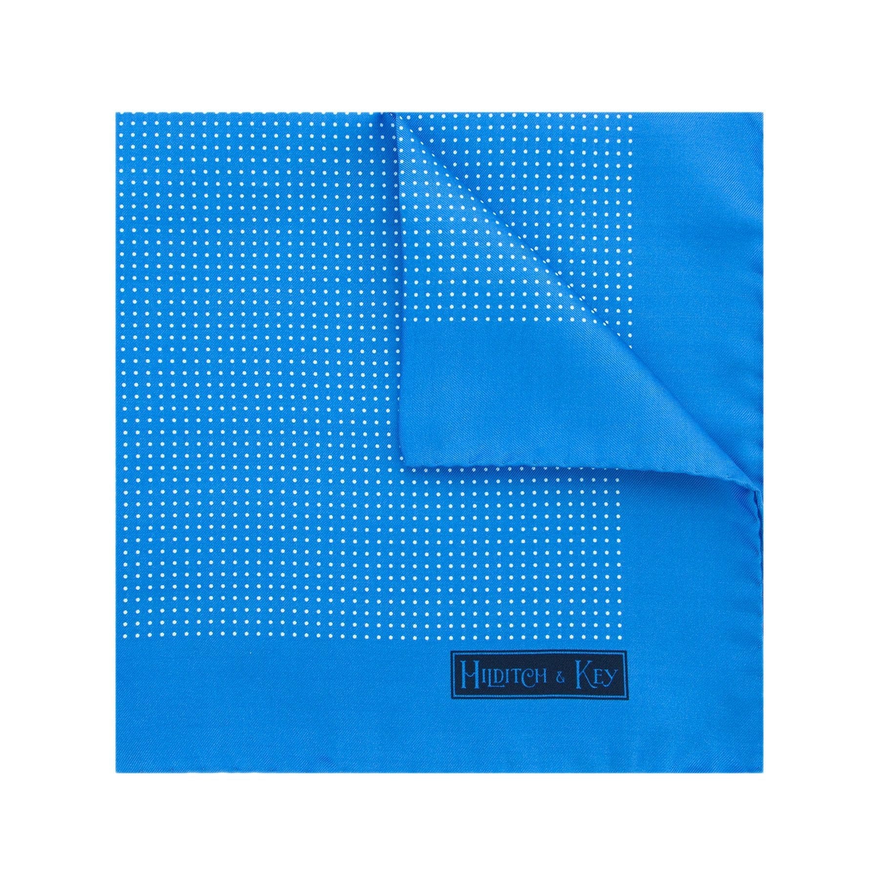 Blue Silk Handkerchief with White Pin Spots