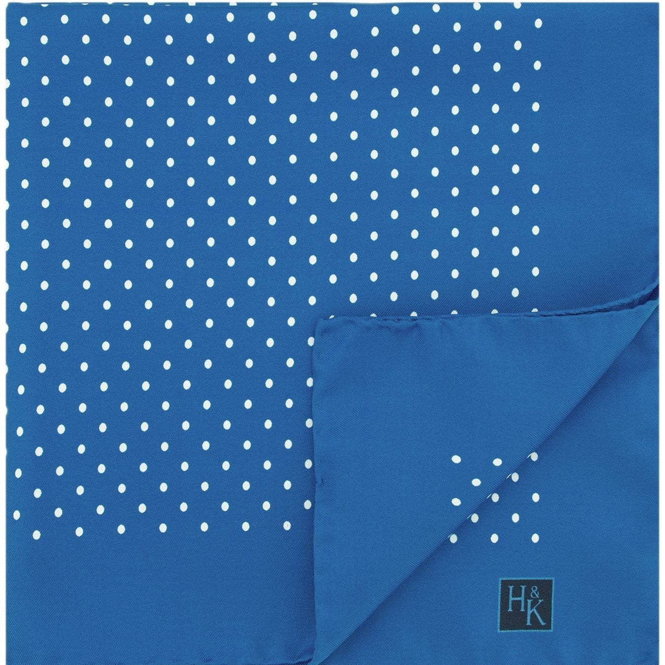 Blue Silk Handkerchief with White Spots