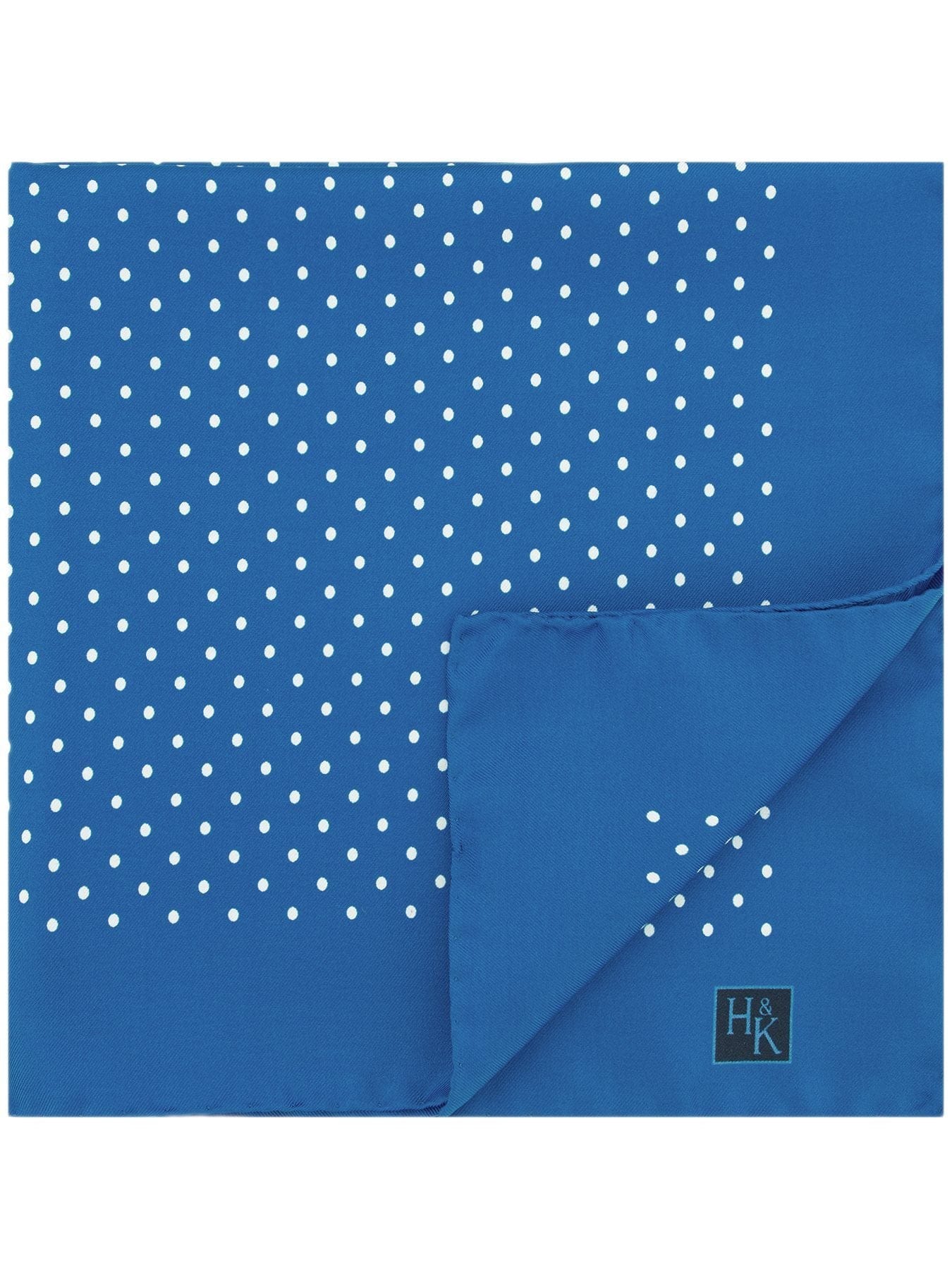 Blue Silk Handkerchief with White Spots