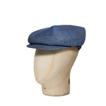 Blue Textured Linen Gatsby Cap