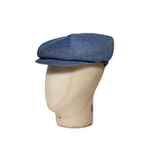 Blue Textured Linen Gatsby Cap