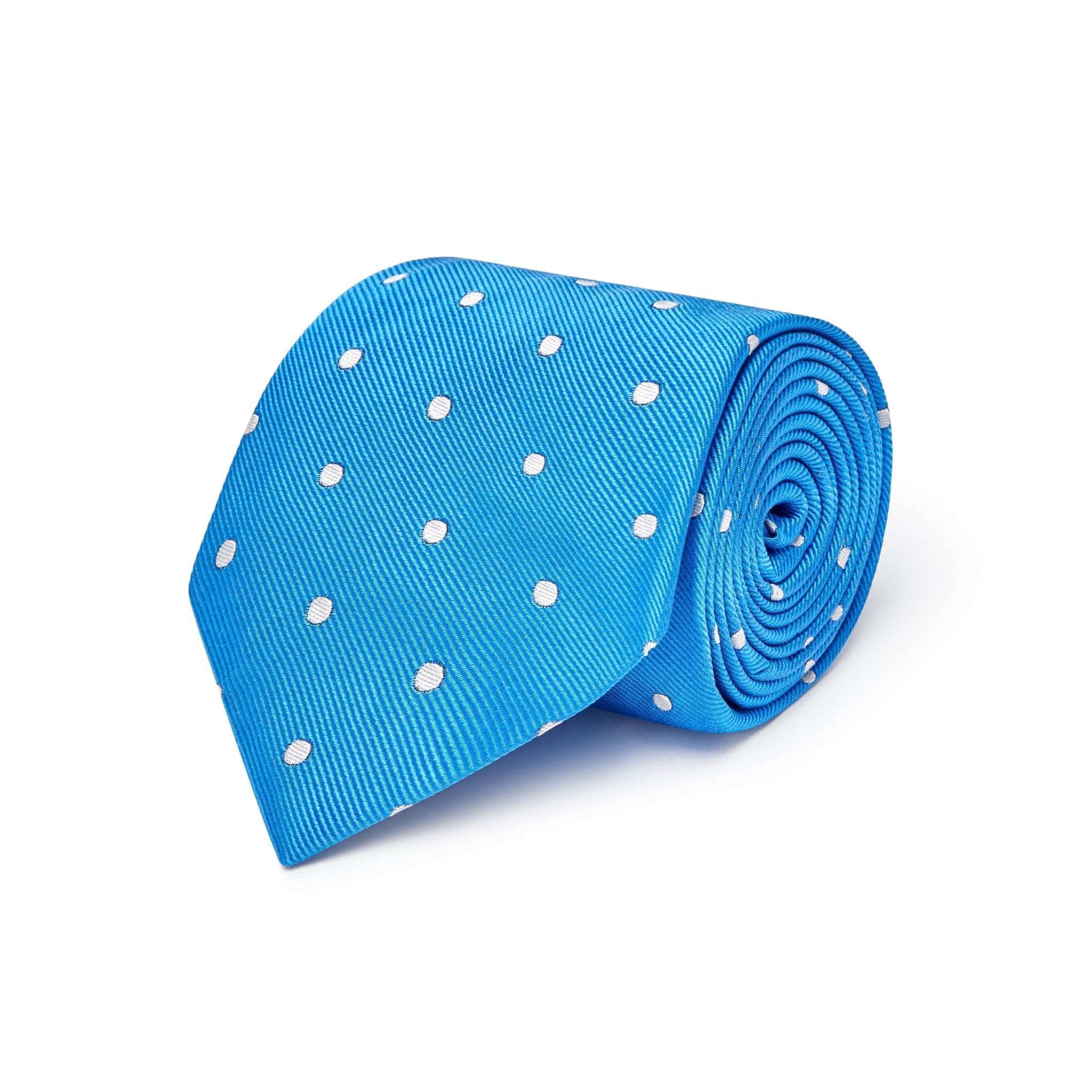 Blue & White Medium Spot Woven Silk Tie