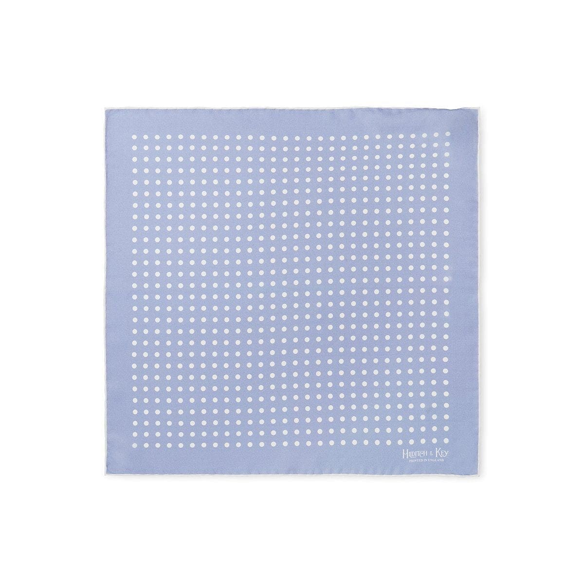 Blue With White Spots Silk Handkerchief