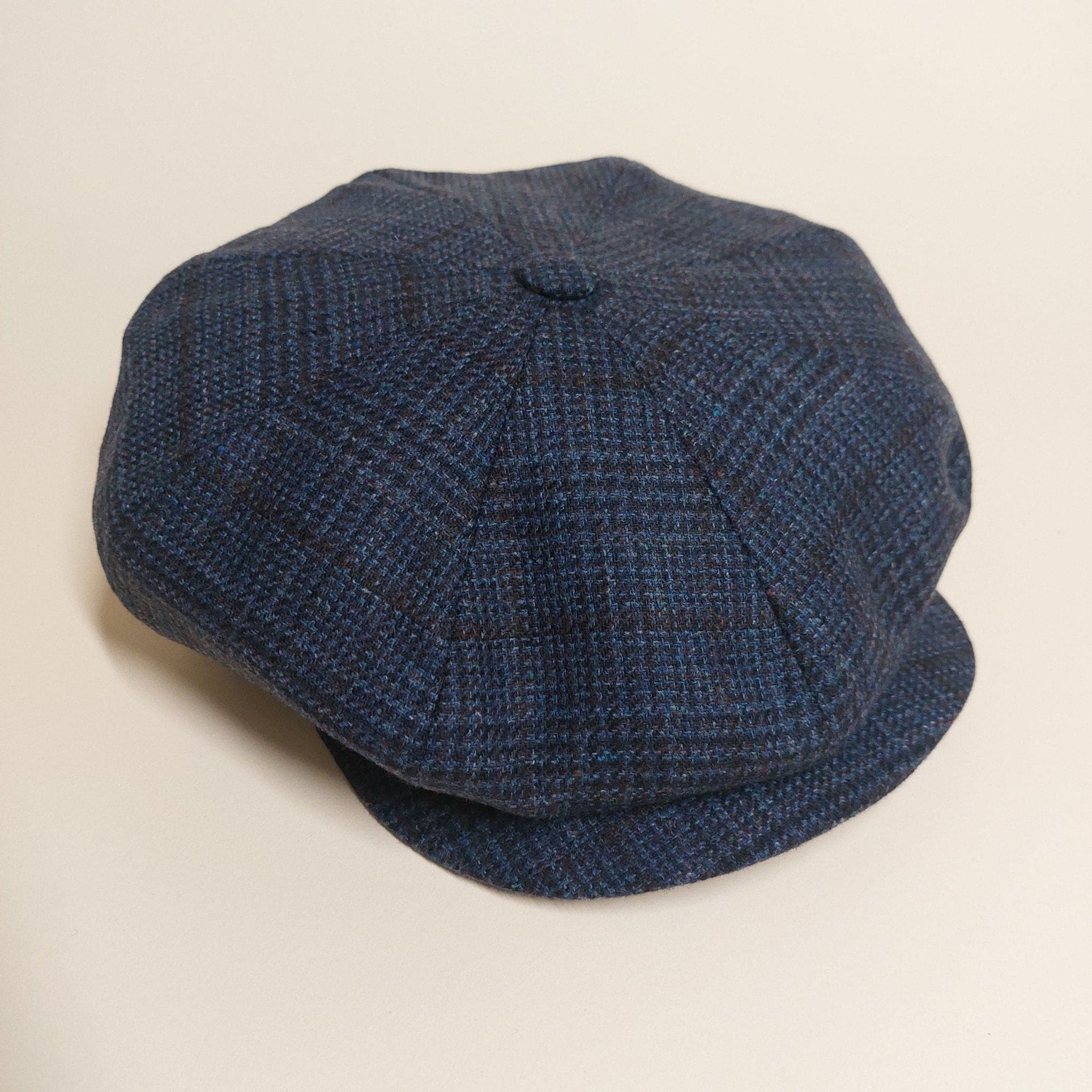 Blue With Wine POW Check Wool & Cashmere Gatsby Cap