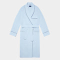 Blue With Yellow Overcheck Cotton Gown With Navy Piping