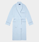 Blue With Yellow Overcheck Cotton Gown With Navy Piping