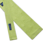 Bright Green Knitted Silk Tie with White Spots