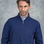 British Blue Zip Neck Cashmere Sweater