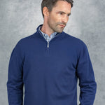 British Blue Zip Neck Cashmere Sweater