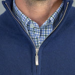 British Blue Zip Neck Cashmere Sweater