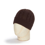 Brown Cable Knit Cashmere Beanie