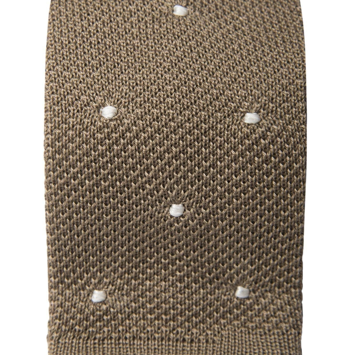 Brown Cotton Tie with White Spots