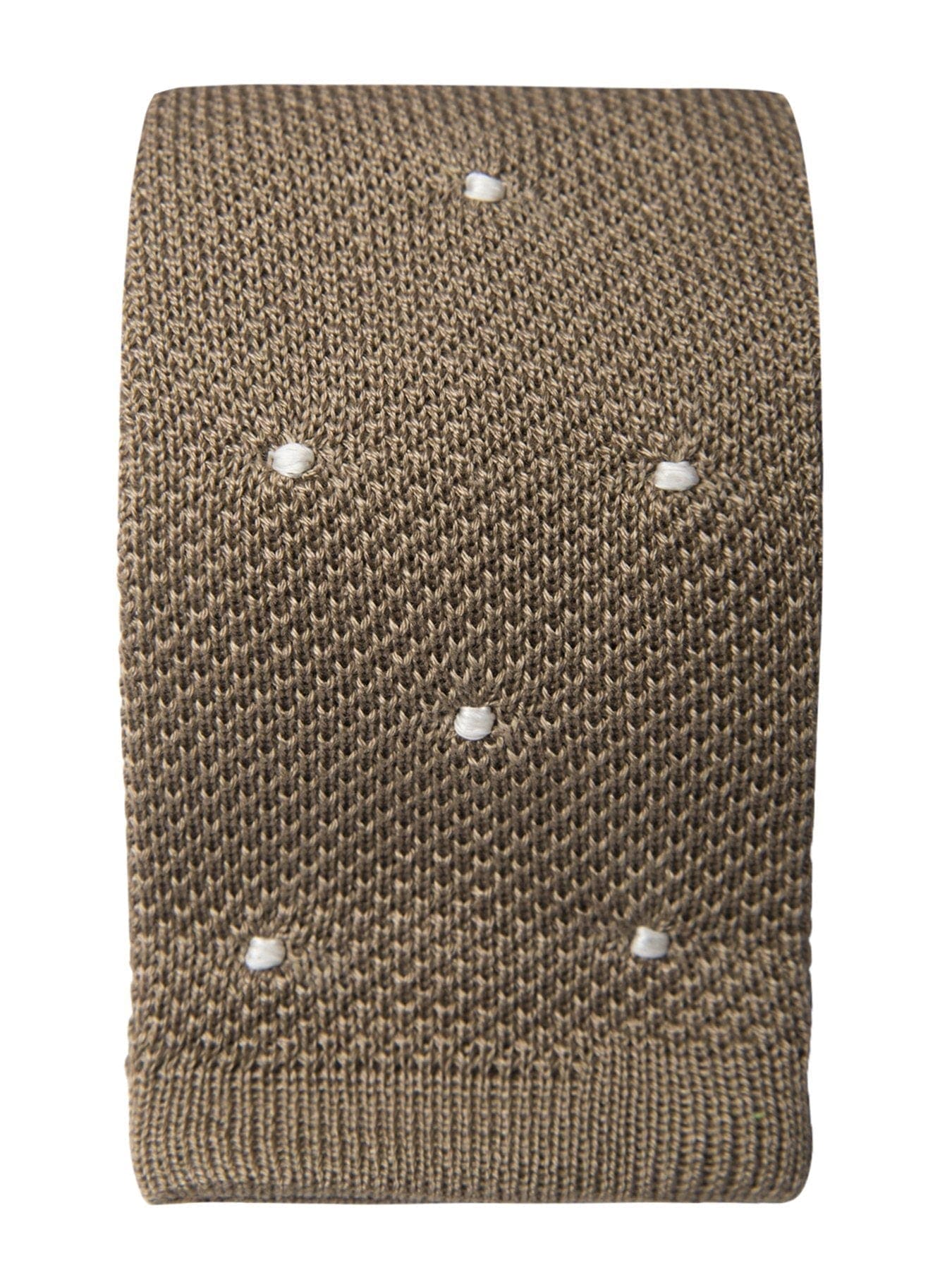 Brown Cotton Tie with White Spots
