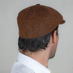Brown Herringbone Wool Toni Cap