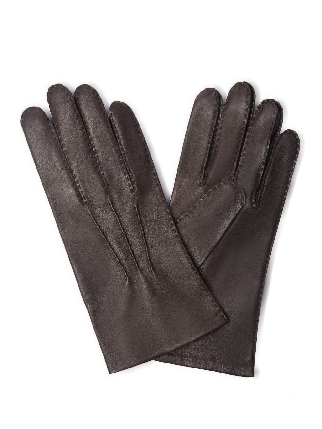 Brown Leather Gloves with Silk Lining