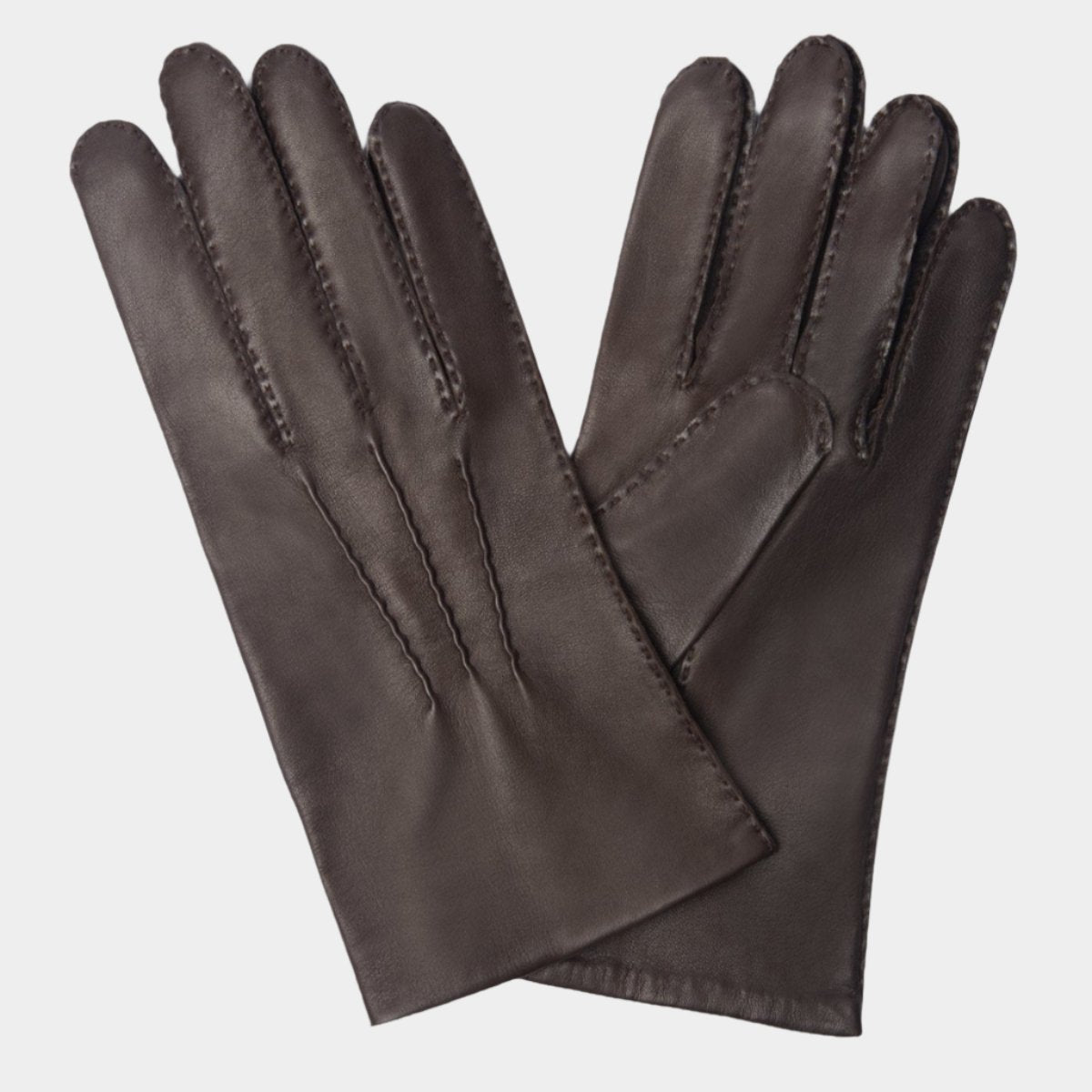 Brown Leather Gloves with Silk Lining