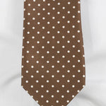 Brown Printed Silk Tie with White Medium Spots