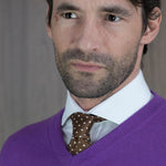 Brown Printed Silk Tie with White Medium Spots