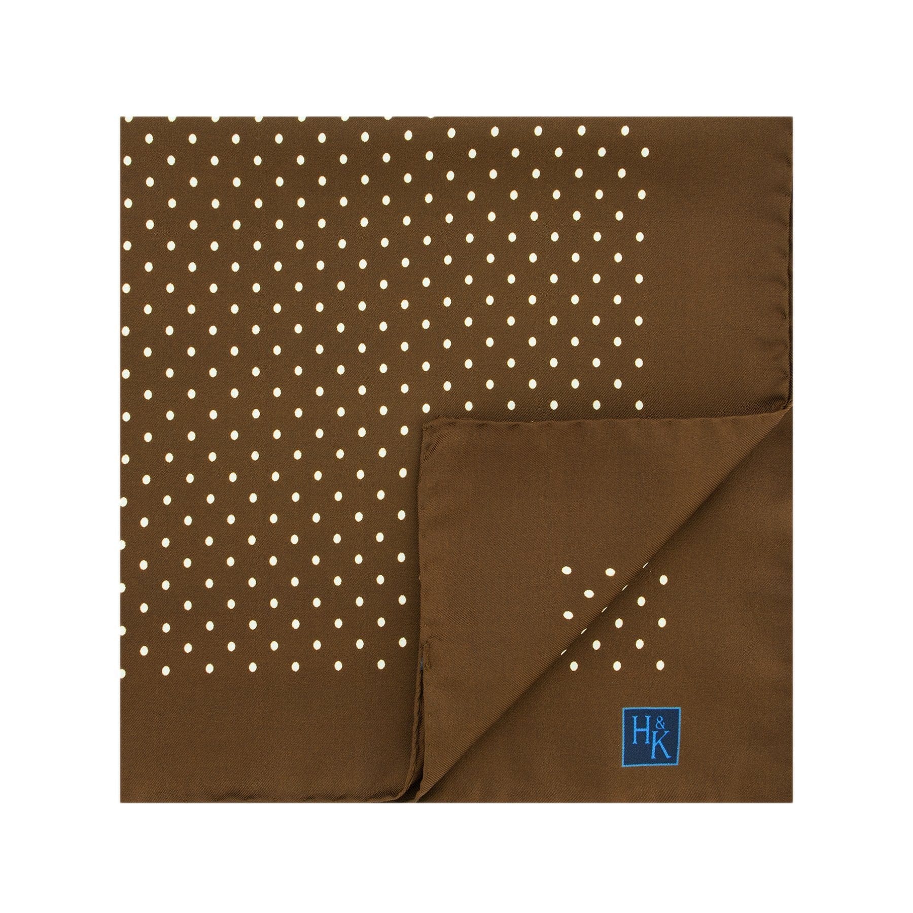 Brown Silk Handkerchief with White Medium Spots