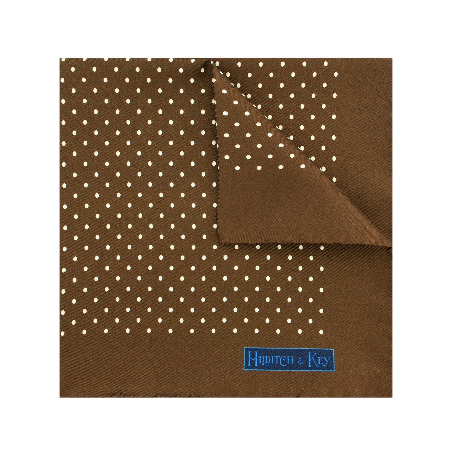 Brown Silk Handkerchief with White Medium Spots