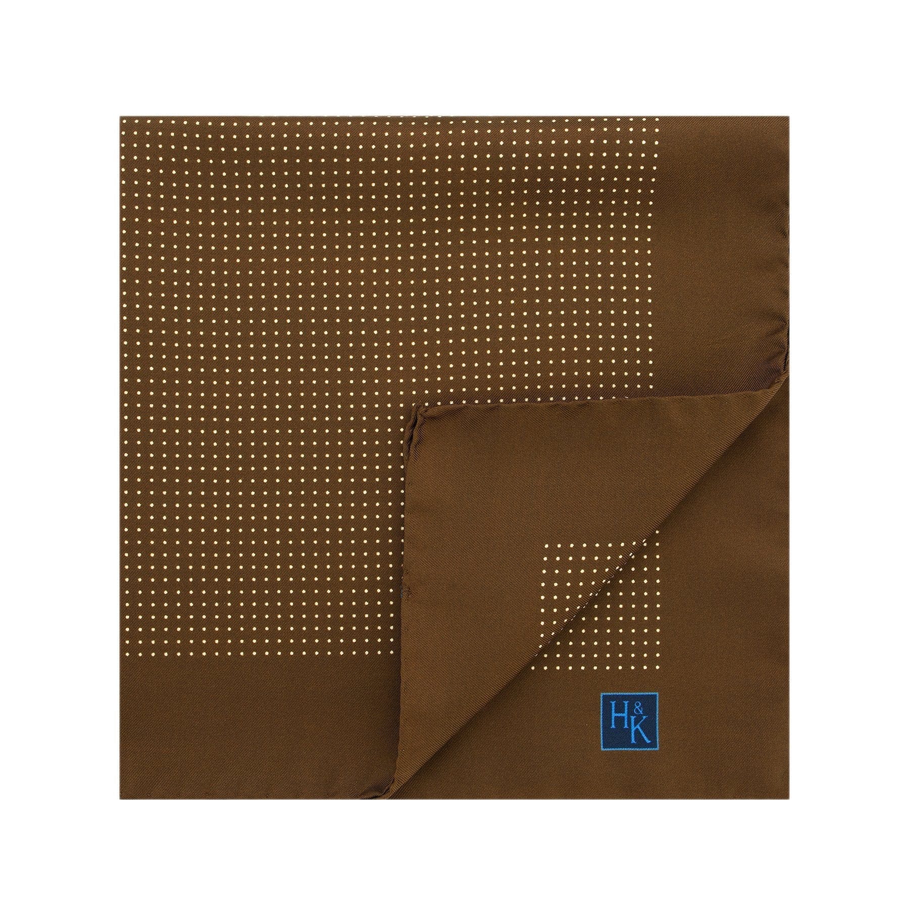 Brown Silk Handkerchief with White Pin Spots