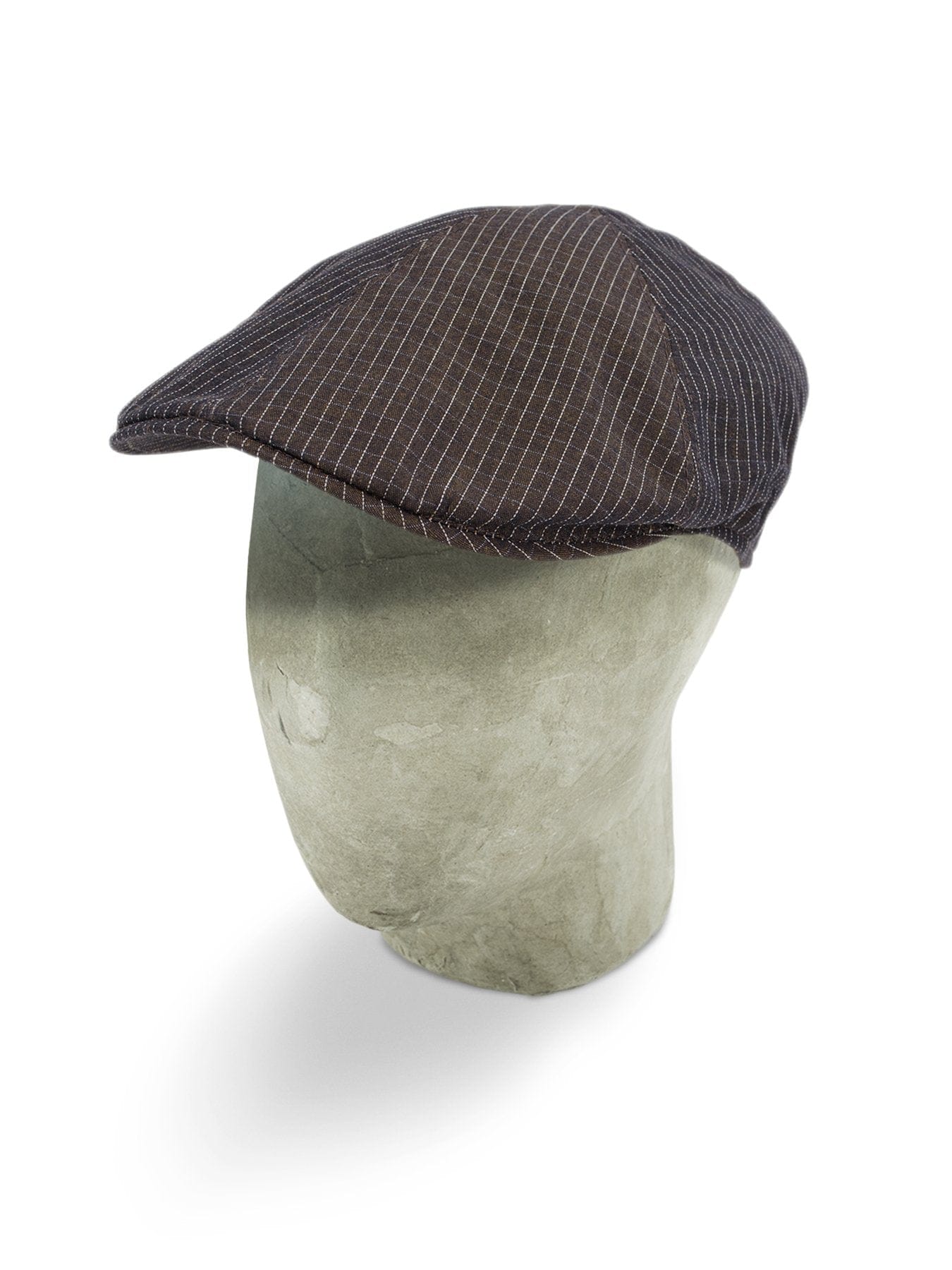 Brown, White & Blue Checked Cotton Roma Cap