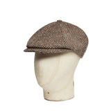 Brown & White Herringbone Wool Toni Cap