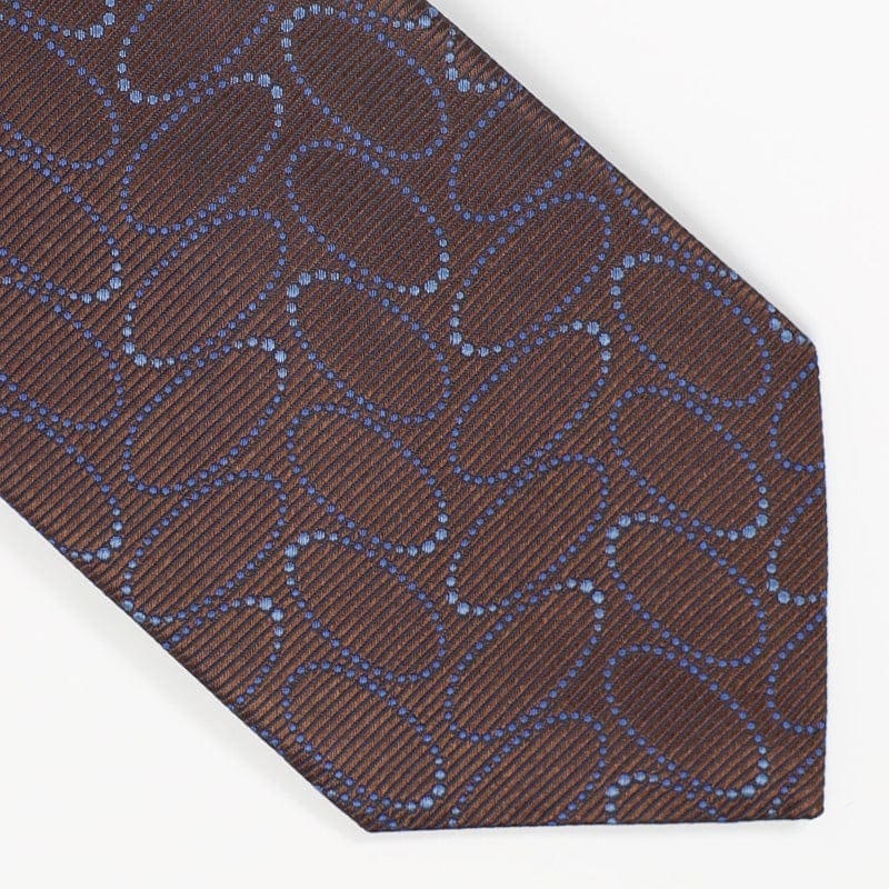 Brown with Blue Circles Woven Silk Tie